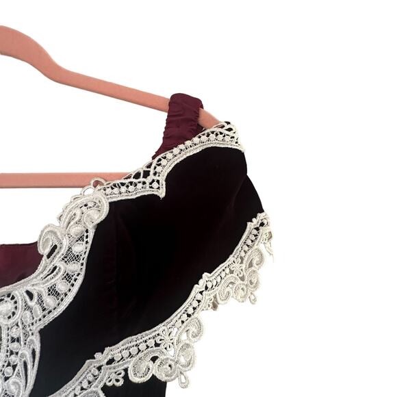 Vintage Jessica McClintock Maroon Velvet Bridesmaid Prom Homecoming Formal Gown - Picture 7 of 14